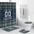 Personalized Cowboys Christmas Bathroom Set Australian Rugby Fans - Pixelated Ugly Xmas Pattern Mascot Santa
