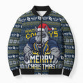 Personalized Cowboys Christmas Bomber Puffer Jacket Australian Rugby Fans - Pixelated Ugly Xmas Pattern Mascot Santa