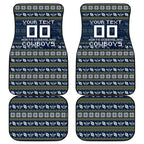 Personalized Cowboys Christmas Car Mats Australian Rugby Fans - Pixelated Ugly Xmas Pattern Mascot Santa