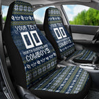 Personalized Cowboys Christmas Car Seat Cover Australian Rugby Fans - Pixelated Ugly Xmas Pattern Mascot Santa