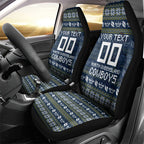Personalized Cowboys Christmas Car Seat Cover Australian Rugby Fans - Pixelated Ugly Xmas Pattern Mascot Santa