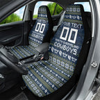 Personalized Cowboys Christmas Car Seat Cover Australian Rugby Fans - Pixelated Ugly Xmas Pattern Mascot Santa