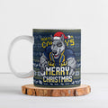 Personalized Cowboys Christmas Ceramic Mug Australian Rugby Fans - Pixelated Ugly Xmas Pattern Mascot Santa