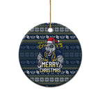 Cowboys Christmas Ceramic Ornament Australian Rugby Fans - Pixelated Ugly Xmas Pattern Mascot Santa