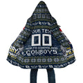 Personalized Cowboys Christmas Cloak Australian Rugby Fans - Pixelated Ugly Xmas Pattern Mascot Santa