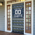 Personalized Cowboys Christmas Door Cover Australian Rugby Fans - Pixelated Ugly Xmas Pattern Mascot Santa