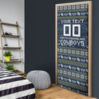 Personalized Cowboys Christmas Door Cover Australian Rugby Fans - Pixelated Ugly Xmas Pattern Mascot Santa