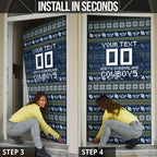 Personalized Cowboys Christmas Door Cover Australian Rugby Fans - Pixelated Ugly Xmas Pattern Mascot Santa