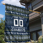 Personalized Cowboys Christmas Garden Flag Australian Rugby Fans - Pixelated Ugly Xmas Pattern Mascot Santa