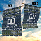 Personalized Cowboys Christmas Garden Flag Australian Rugby Fans - Pixelated Ugly Xmas Pattern Mascot Santa