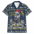 Personalized Cowboys Christmas Hawaiian Shirt Australian Rugby Fans - Pixelated Ugly Xmas Pattern Mascot Santa
