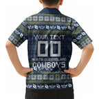 Personalized Cowboys Christmas Hawaiian Shirt Australian Rugby Fans - Pixelated Ugly Xmas Pattern Mascot Santa