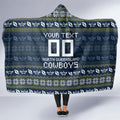 Personalized Cowboys Christmas Hooded Blanket Australian Rugby Fans - Pixelated Ugly Xmas Pattern Mascot Santa