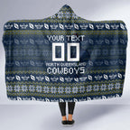 Personalized Cowboys Christmas Hooded Blanket Australian Rugby Fans - Pixelated Ugly Xmas Pattern Mascot Santa