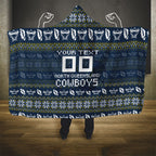 Personalized Cowboys Christmas Hooded Blanket Australian Rugby Fans - Pixelated Ugly Xmas Pattern Mascot Santa