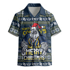 Personalized Cowboys Christmas Kid Hawaiian Shirt Australian Rugby Fans - Pixelated Ugly Xmas Pattern Mascot Santa