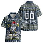 Personalized Cowboys Christmas Kid Hawaiian Shirt Australian Rugby Fans - Pixelated Ugly Xmas Pattern Mascot Santa