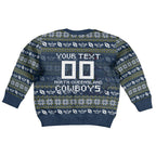 Personalized Cowboys Christmas Kid Ugly Christmas Sweater Australian Rugby Fans - Pixelated Ugly Xmas Pattern Mascot Santa