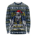 Personalized Cowboys Christmas Long Sleeve Shirt Australian Rugby Fans - Pixelated Ugly Xmas Pattern Mascot Santa