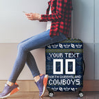Personalized Cowboys Christmas Luggage Cover Australian Rugby Fans - Pixelated Ugly Xmas Pattern Mascot Santa