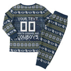 Personalized Cowboys Christmas Pajama Set Australian Rugby Fans - Pixelated Ugly Xmas Pattern Mascot Santa