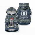 Personalized Cowboys Christmas Pet Hoodie Australian Rugby Fans - Pixelated Ugly Xmas Pattern Mascot Santa