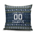 Personalized Cowboys Christmas Pillow Cover Australian Rugby Fans - Pixelated Ugly Xmas Pattern Mascot Santa
