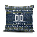 Personalized Cowboys Christmas Pillow Cover Australian Rugby Fans - Pixelated Ugly Xmas Pattern Mascot Santa