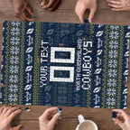 Personalized Cowboys Christmas Puzzle Australian Rugby Fans - Pixelated Ugly Xmas Pattern Mascot Santa