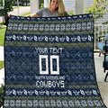 Personalized Cowboys Christmas Quilt Australian Rugby Fans - Pixelated Ugly Xmas Pattern Mascot Santa