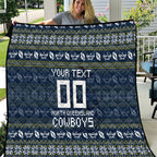 Personalized Cowboys Christmas Quilt Australian Rugby Fans - Pixelated Ugly Xmas Pattern Mascot Santa