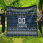 Personalized Cowboys Christmas Quilt Australian Rugby Fans - Pixelated Ugly Xmas Pattern Mascot Santa