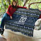 Personalized Cowboys Christmas Quilt Australian Rugby Fans - Pixelated Ugly Xmas Pattern Mascot Santa