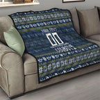 Personalized Cowboys Christmas Quilt Australian Rugby Fans - Pixelated Ugly Xmas Pattern Mascot Santa