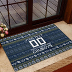 Personalized Cowboys Christmas Rubber Doormat Australian Rugby Fans - Pixelated Ugly Xmas Pattern Mascot Santa