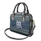 Personalized Cowboys Christmas Shoulder Handbag Australian Rugby Fans - Pixelated Ugly Xmas Pattern Mascot Santa