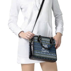 Personalized Cowboys Christmas Shoulder Handbag Australian Rugby Fans - Pixelated Ugly Xmas Pattern Mascot Santa