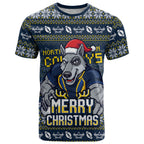 Personalized Cowboys Christmas T Shirt Australian Rugby Fans - Pixelated Ugly Xmas Pattern Mascot Santa