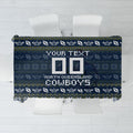 Personalized Cowboys Christmas Tablecloth Australian Rugby Fans - Pixelated Ugly Xmas Pattern Mascot Santa