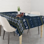 Personalized Cowboys Christmas Tablecloth Australian Rugby Fans - Pixelated Ugly Xmas Pattern Mascot Santa
