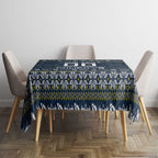 Personalized Cowboys Christmas Tablecloth Australian Rugby Fans - Pixelated Ugly Xmas Pattern Mascot Santa