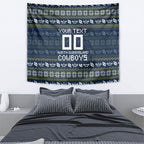 Personalized Cowboys Christmas Tapestry Australian Rugby Fans - Pixelated Ugly Xmas Pattern Mascot Santa