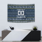 Personalized Cowboys Christmas Tapestry Australian Rugby Fans - Pixelated Ugly Xmas Pattern Mascot Santa