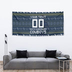 Personalized Cowboys Christmas Tapestry Australian Rugby Fans - Pixelated Ugly Xmas Pattern Mascot Santa