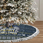 Cowboys Christmas Tree Skirt Australian Rugby Fans - Pixelated Ugly Xmas Pattern Mascot Santa