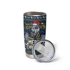 Personalized Cowboys Christmas Tumbler Cup Australian Rugby Fans - Pixelated Ugly Xmas Pattern Mascot Santa