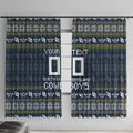 Personalized Cowboys Christmas Window Curtain Australian Rugby Fans - Pixelated Ugly Xmas Pattern Mascot Santa