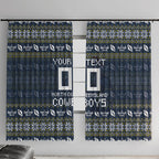Personalized Cowboys Christmas Window Curtain Australian Rugby Fans - Pixelated Ugly Xmas Pattern Mascot Santa