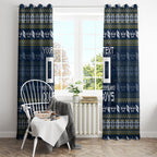 Personalized Cowboys Christmas Window Curtain Australian Rugby Fans - Pixelated Ugly Xmas Pattern Mascot Santa