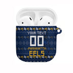 Personalized Parramatta Eels Christmas AirPods Case Australian Rugby Fans - Pixelated Ugly Xmas Pattern Mascot Santa